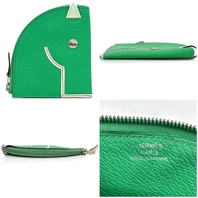 Hermes Coin Case Green Mint Purse Leather Chevre — view 2