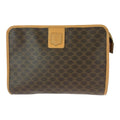 Celine Macadam Brown Gold Leather Clutch