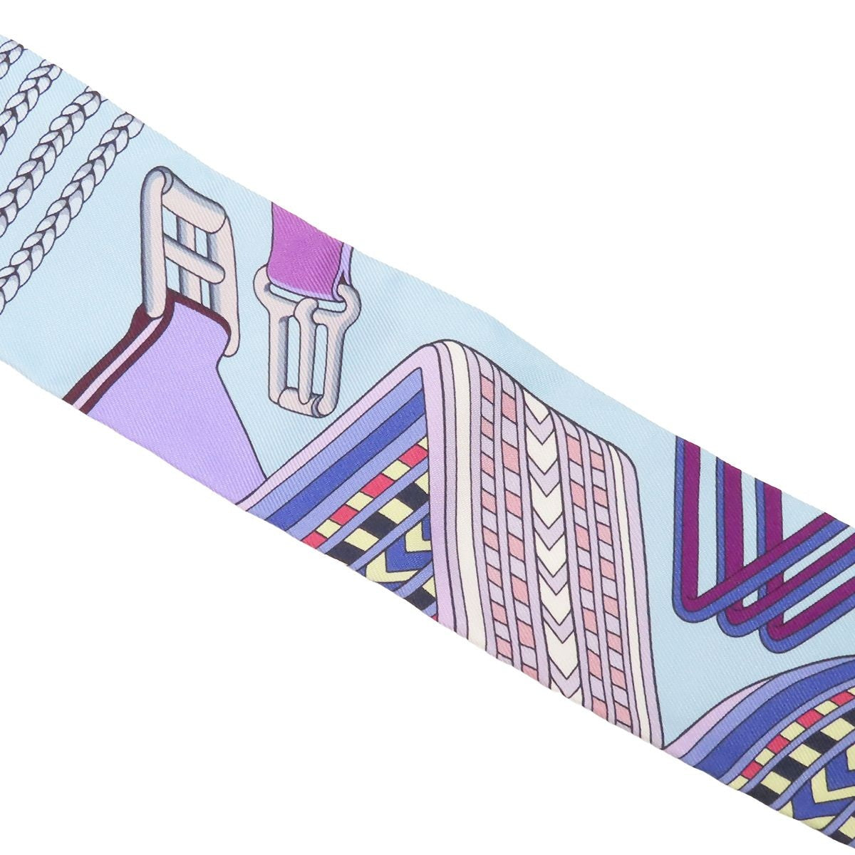 Hermes Twilly Multicolor Silk Sangles en Zigzag Scarf — view 3