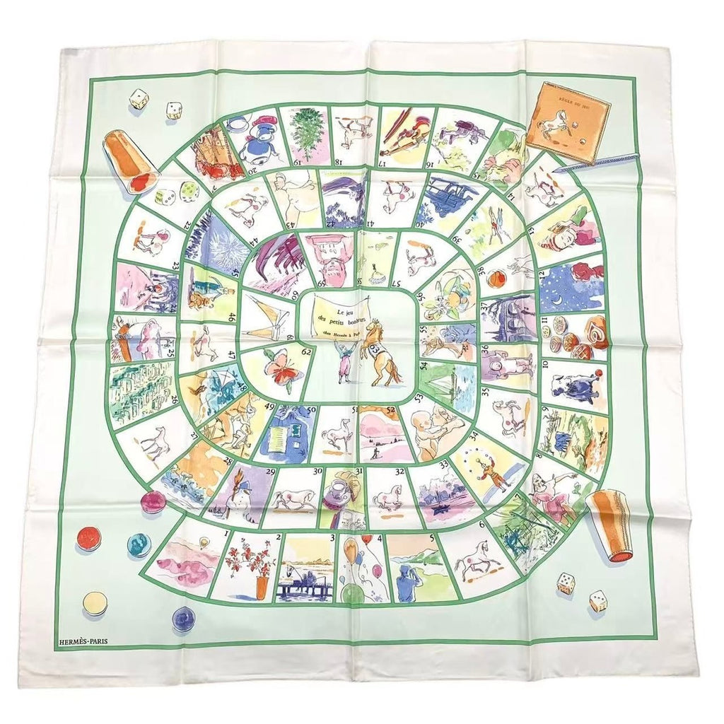 Hermes Carre 90 le Jeu Des Petits Bonheurs Little Happiness Game Scarf Silk — view 2