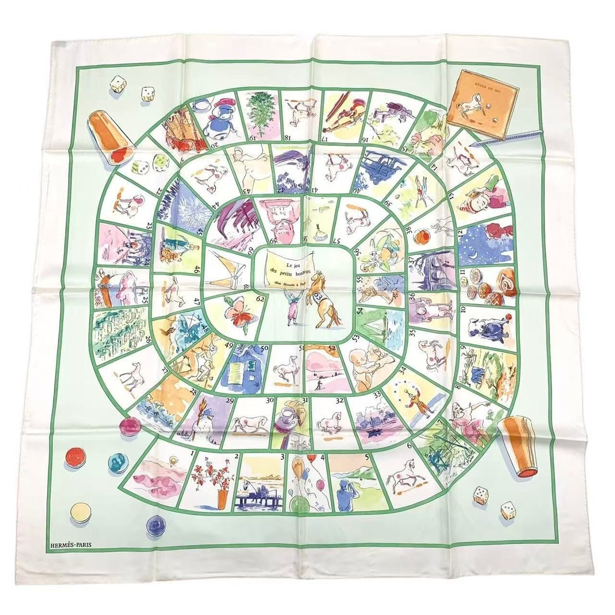 Hermes Carre 90 le Jeu Des Petits Bonheurs Little Happiness Game Scarf Silk — view 2
