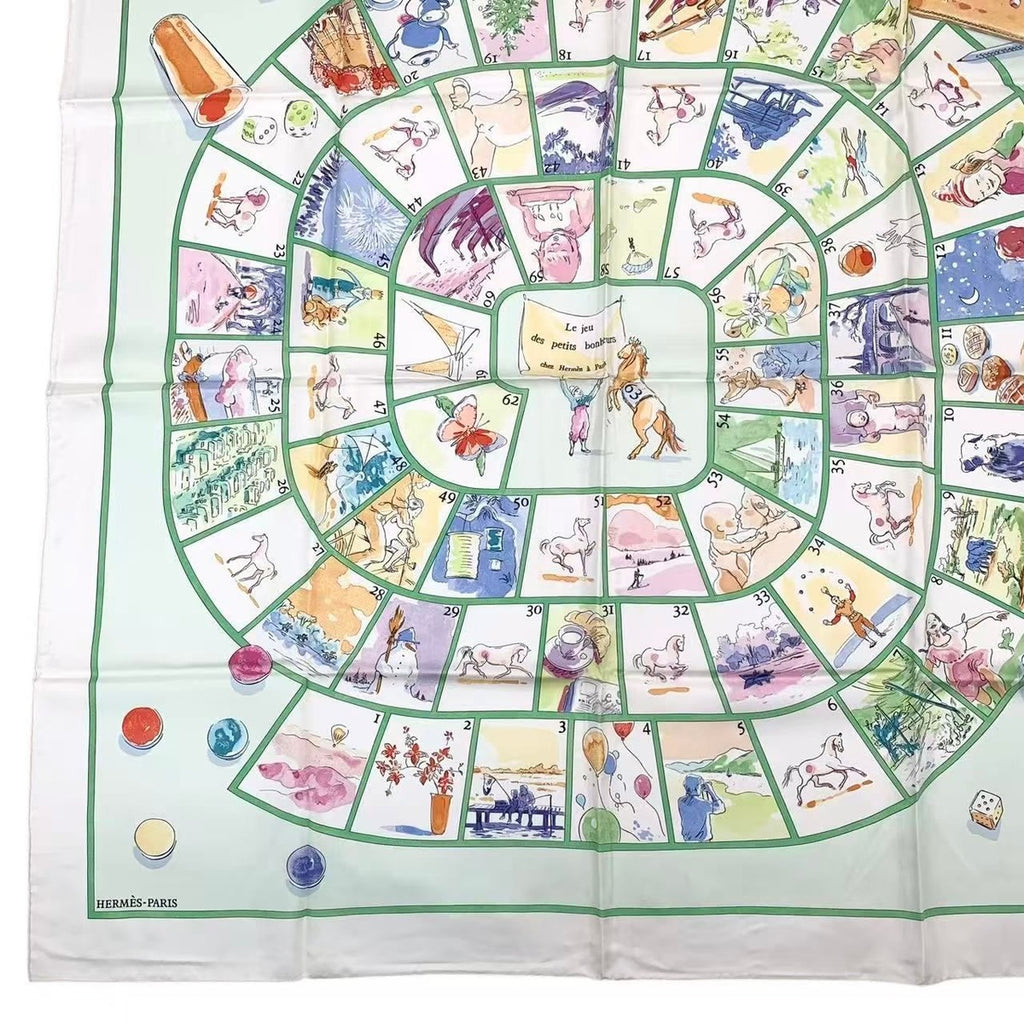 Hermes Carre 90 le Jeu Des Petits Bonheurs Little Happiness Game Scarf Silk — view 5