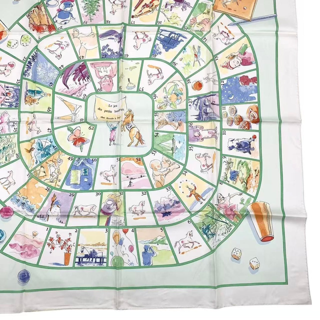 Hermes Carre 90 le Jeu Des Petits Bonheurs Little Happiness Game Scarf Silk — view 6