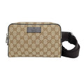 Gucci Waist Bag Body Beige Brown Silver Hardware GG Canvas