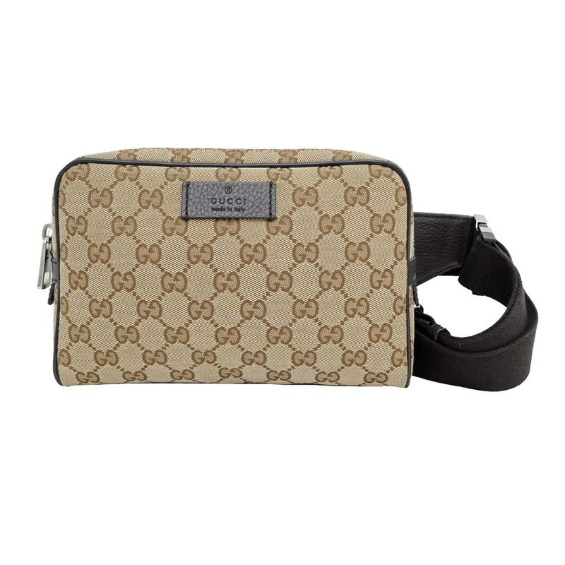 Gucci Waist Bag Body Beige Brown Silver Hardware GG Canvas — view 2