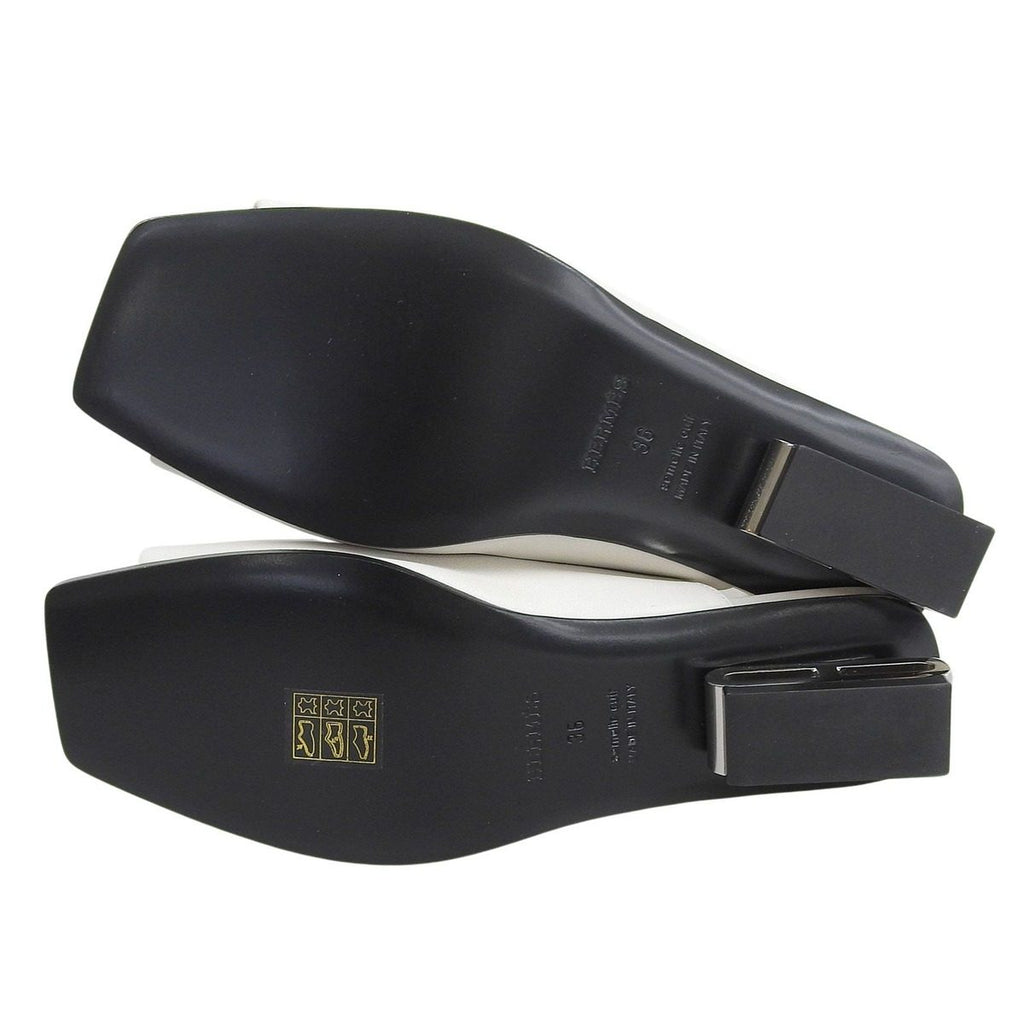 Hermes Idole Chaine D'ancre Motif Leather Sandals Mule Light Gray 36 — view 6