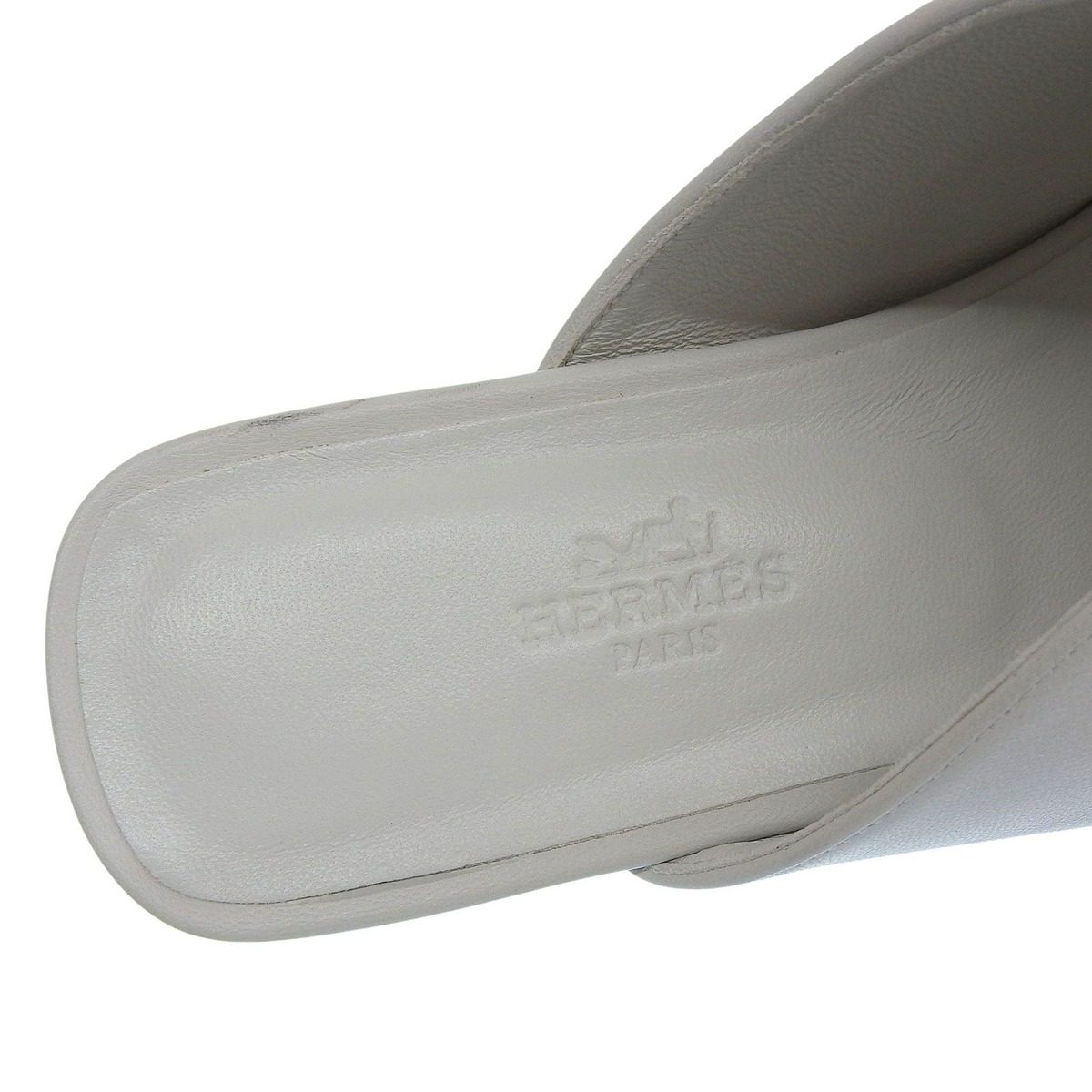 Hermes Idole Chaine D'ancre Motif Leather Sandals Mule Light Gray 36 — view 7