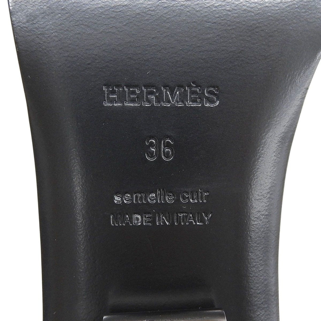 Hermes Idole Chaine D'ancre Motif Leather Sandals Mule Light Gray 36 — view 9