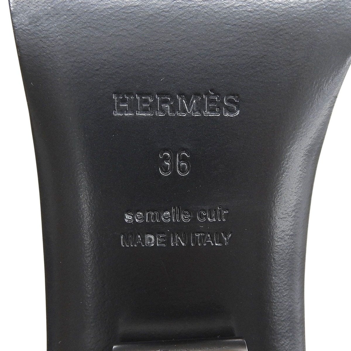 Hermes Idole Chaine D'ancre Motif Leather Sandals Mule Light Gray 36 — view 9