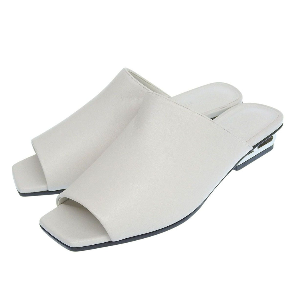 Hermes Idole Chaine D'ancre Motif Leather Sandals Mule Light Gray 36