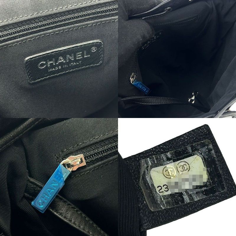 Chanel Backpack Quilted Lambskin Leather 23 rd Black Multicolor — view 8