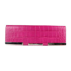 Gucci Clutch Bag Croc Shape Pressed Leather Purple Silver Hardware