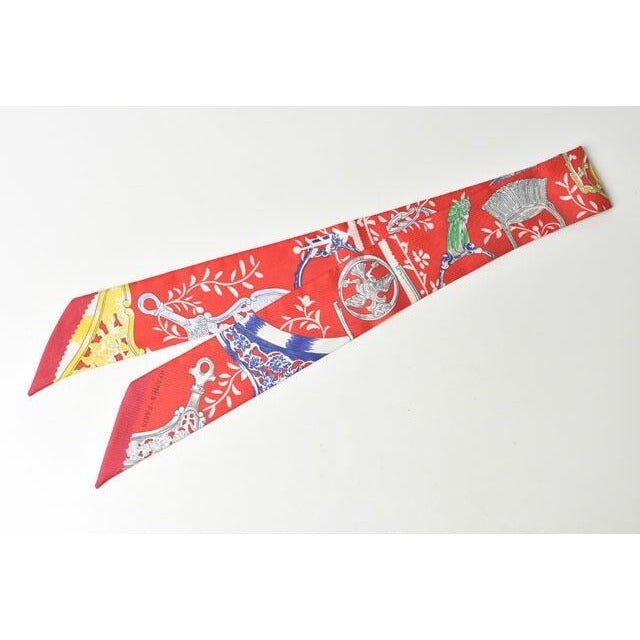 Hermes Twillye Scarf Silk Twill Rouge Blue — view 2