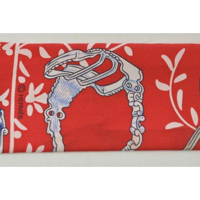 Hermes Twillye Scarf Silk Twill Rouge Blue — view 5