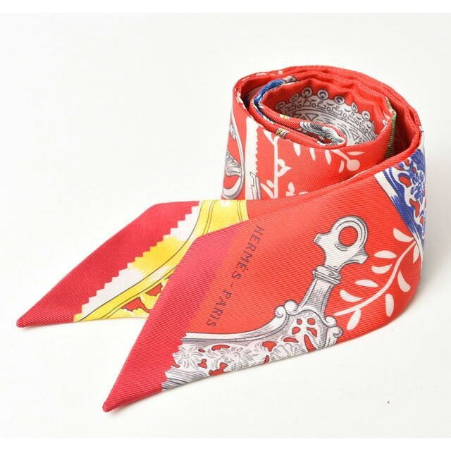 Hermes Twillye Scarf Silk Twill Rouge Blue