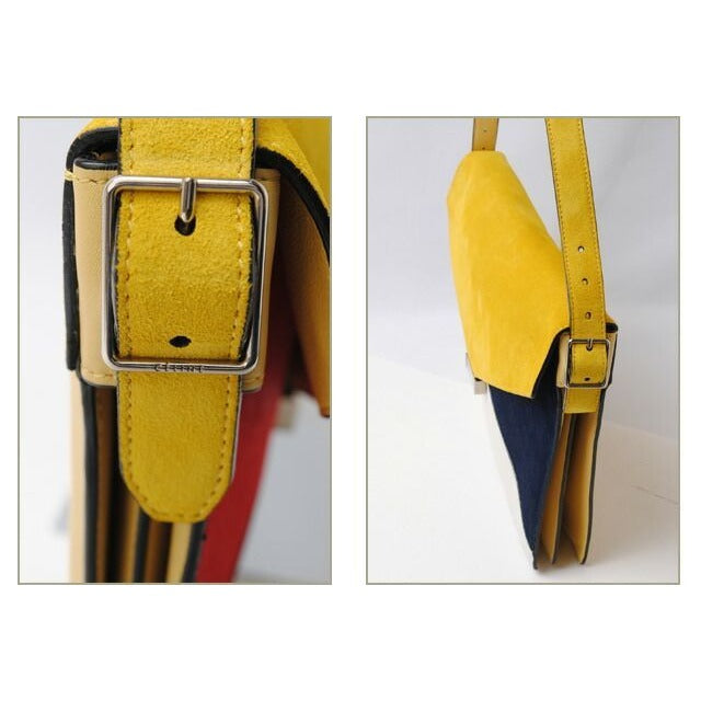 Celine Shoulder Bag Clutch 2-Way Yellow with Strap — view 7