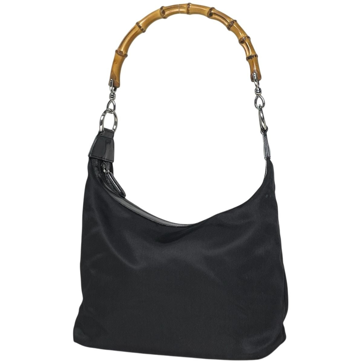 Gucci Bamboo Shoulder Bag Nylon Black