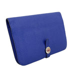 Hermes Wallet Dogon GM Togo Blue Electric Silver — view 2