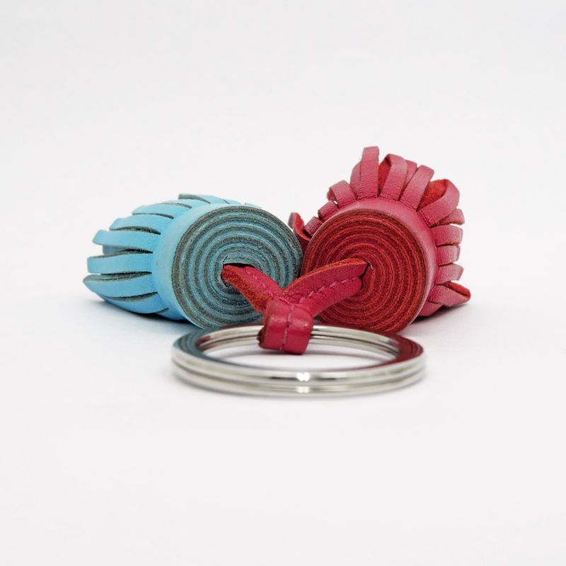 Hermes Carmen Duo Unodos Celeste Light Blue-type Red Key Holder Charm — view 4