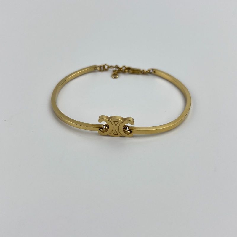 Celine Logo Triomphe Accessory Bracelet Bangle Gold Vintage — view 2