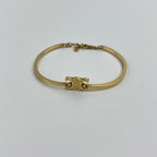 Celine Logo Triomphe Accessory Bracelet Bangle Gold Vintage