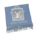 Louis Vuitton Cordray Cavic Scarf Cashmere Light Blue White Monogram Giant
