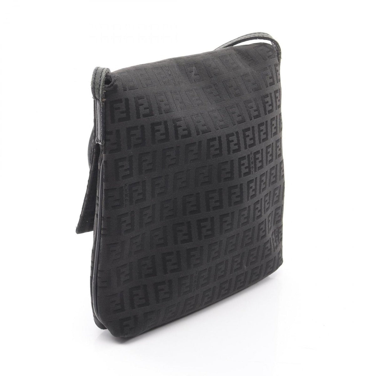 Fendi Shoulder Bag Zucchino Black Canvas Leather B — view 2