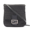 Fendi Shoulder Bag Zucchino Black Canvas Leather B