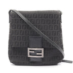 Fendi Shoulder Bag Zucchino Black Canvas Leather B