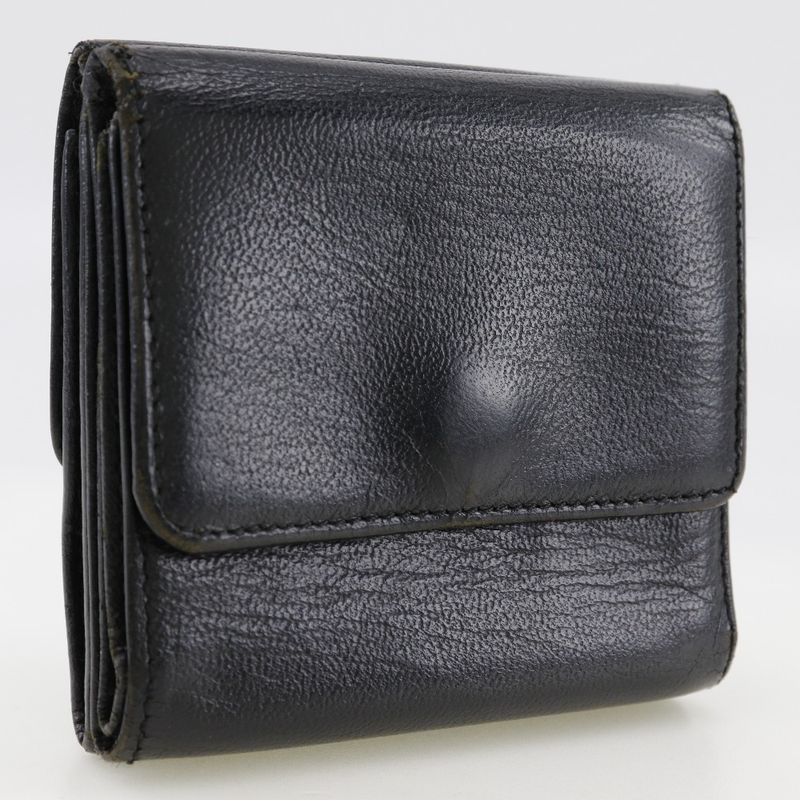 Chanel Coco Mark W Hook Calf Black Bifold Wallet — view 3