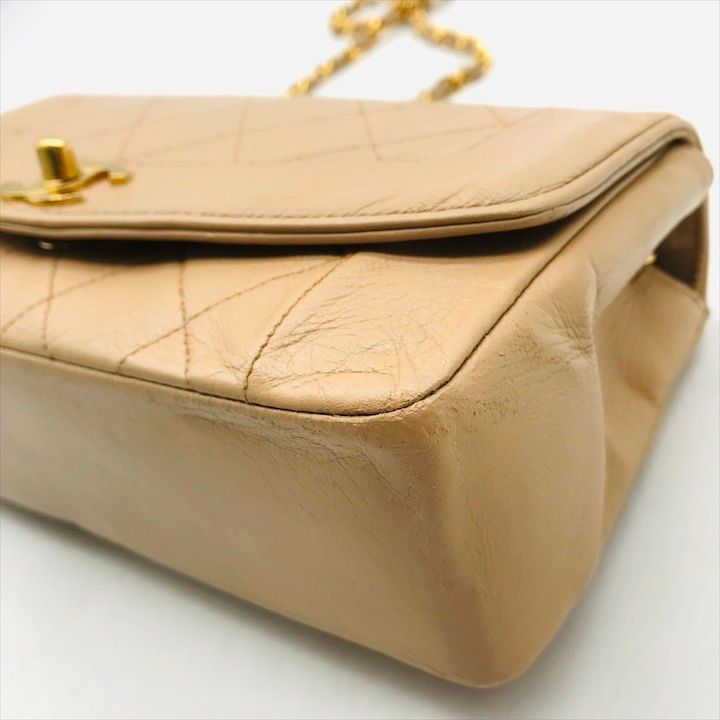 Chanel Diana Quilted Lambskin CC Logo Shoulder Bag Beige — view 4
