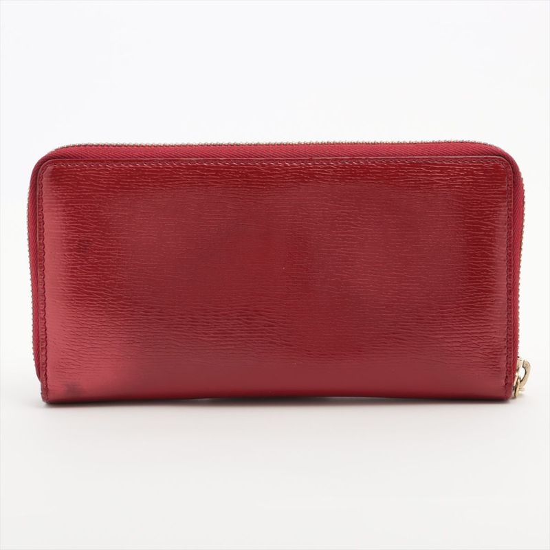 Gucci Leather Round Zip Wallet Long Red — view 7