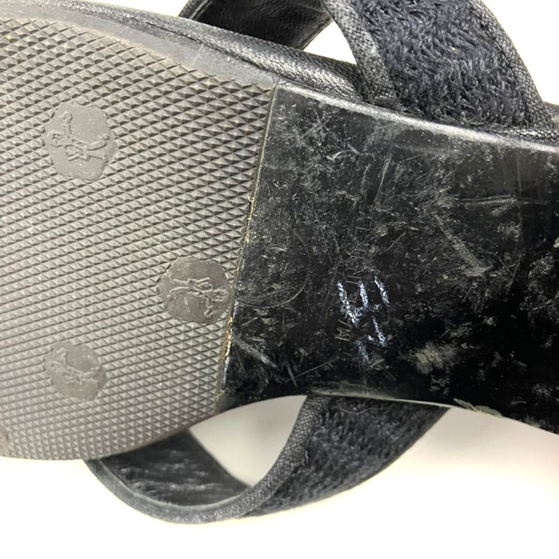 Chanel Camellia Strap Leather Sandals Black — view 9