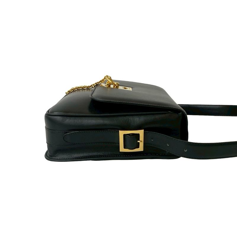 Celine Vintage Logo Ring Hardware Calf Leather Shoulder Bag