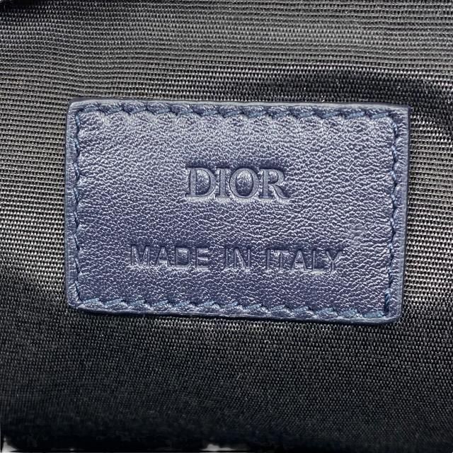Christian Dior Clutch Bag Second Small Pouch Logo Oblique Nylon Navy — view 5