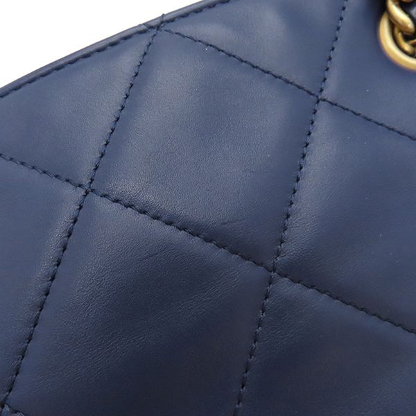 Chanel Tote Quilted Small Shopping Bag Calf Leather Navy Gold Hardware — view 5