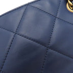 Chanel Tote Quilted Small Shopping Bag Calf Leather Navy Gold Hardware — view 5