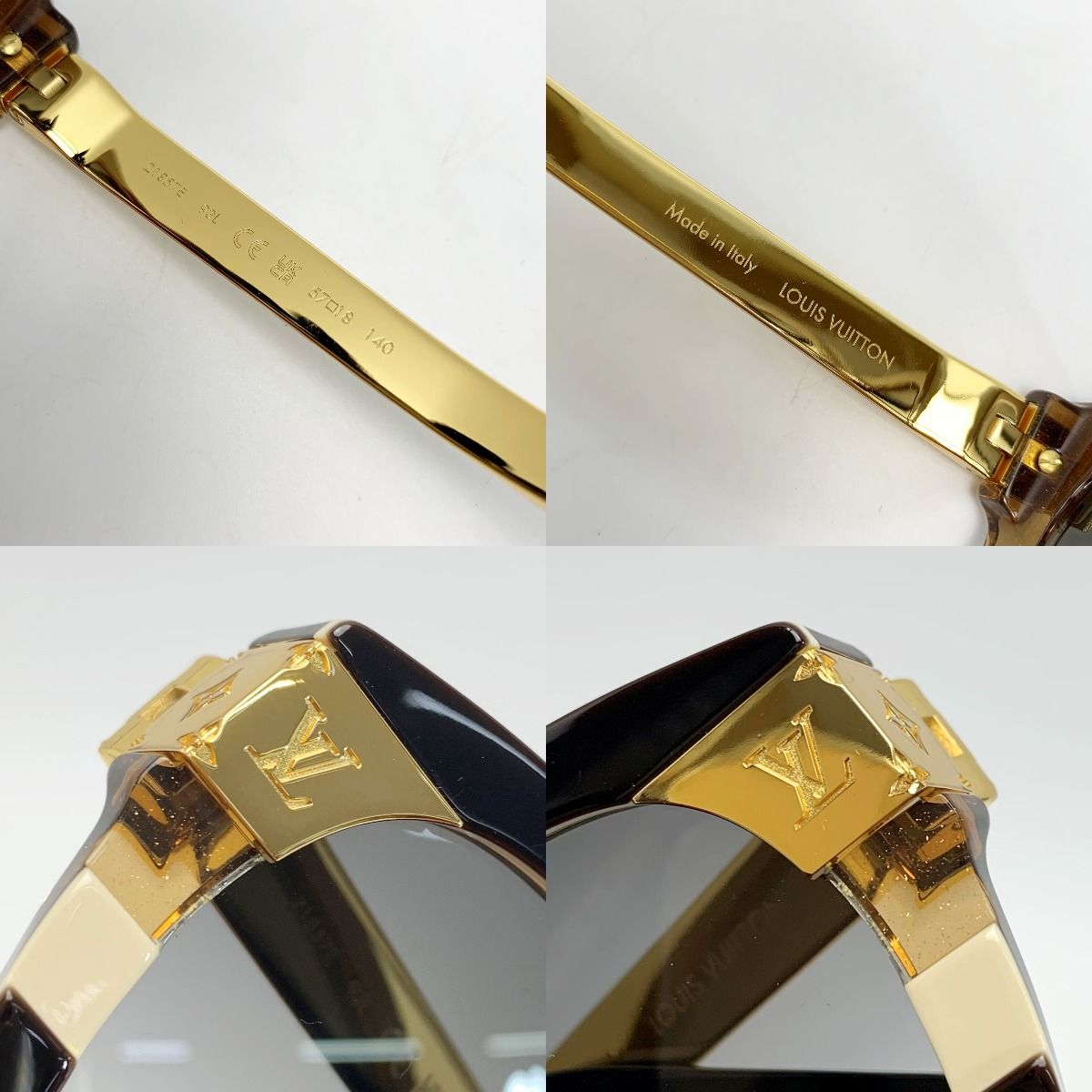 Louis Vuitton Sunglasses Monogram Metal Frame Z1857 E Noir Gold Box with Bag — view 7