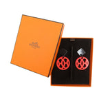 Hermes Ava Buffalo Horn Lacquer Red Black Earrings 0716 — view 3
