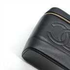 Chanel CC Logo Caviar Leather Vanity Hand Bag Black — view 5