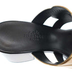 Hermes Gaby Sandals 60 Heel Black Gold 37 1 2 — view 5