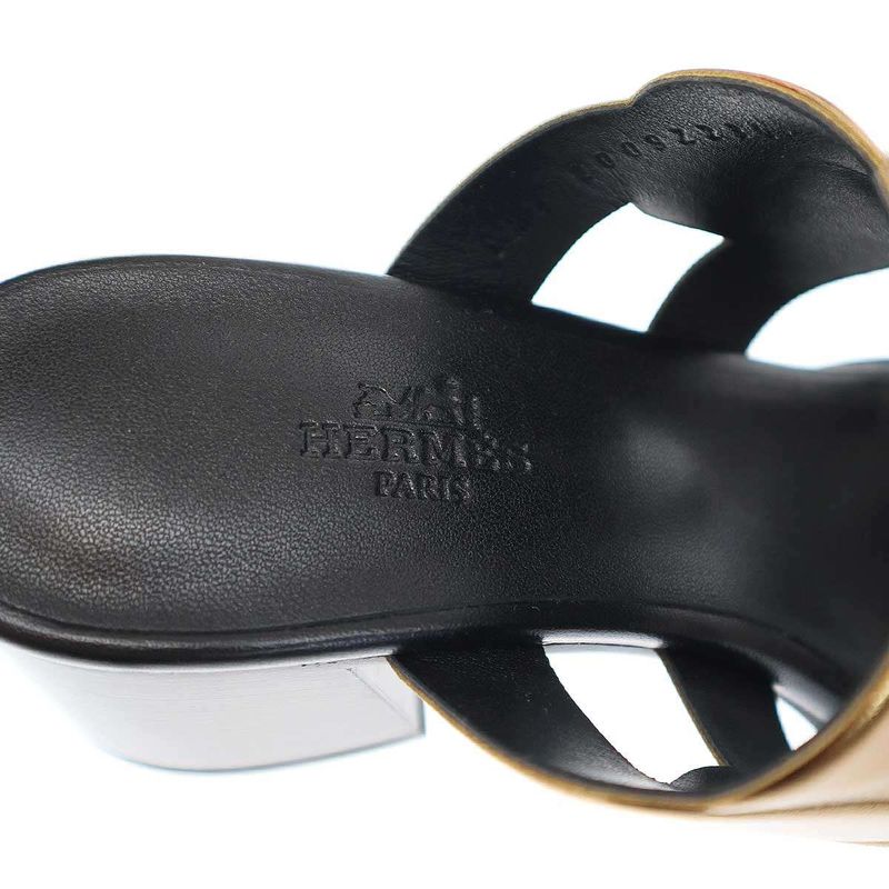 Hermes Gaby Sandals 60 Heel Black Gold 37 1 2 — view 5