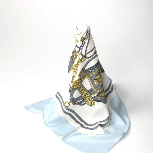 Hermes Carre 90 Brides de Gala Scarf Silk Light Blue