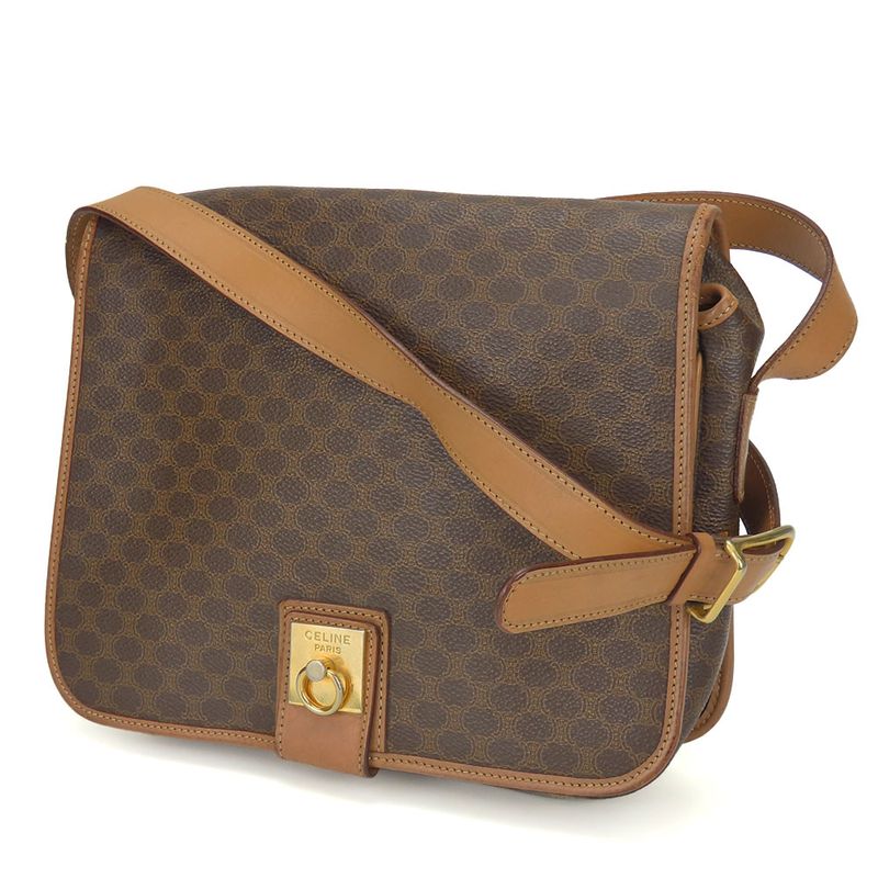 Celine Shoulder Bag Macadam Leather Brown Gold Hardware Crossbody — view 2