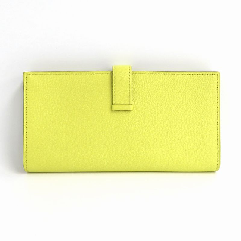 Hermes Bearn Souffle Chevre Yellow Series Pink Gold Hardware R Stamp — view 2