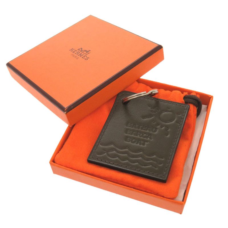 Hermes Bateau Barca BOAT Box Calf Khaki Key Holder Bag Charm 0495 — view 2