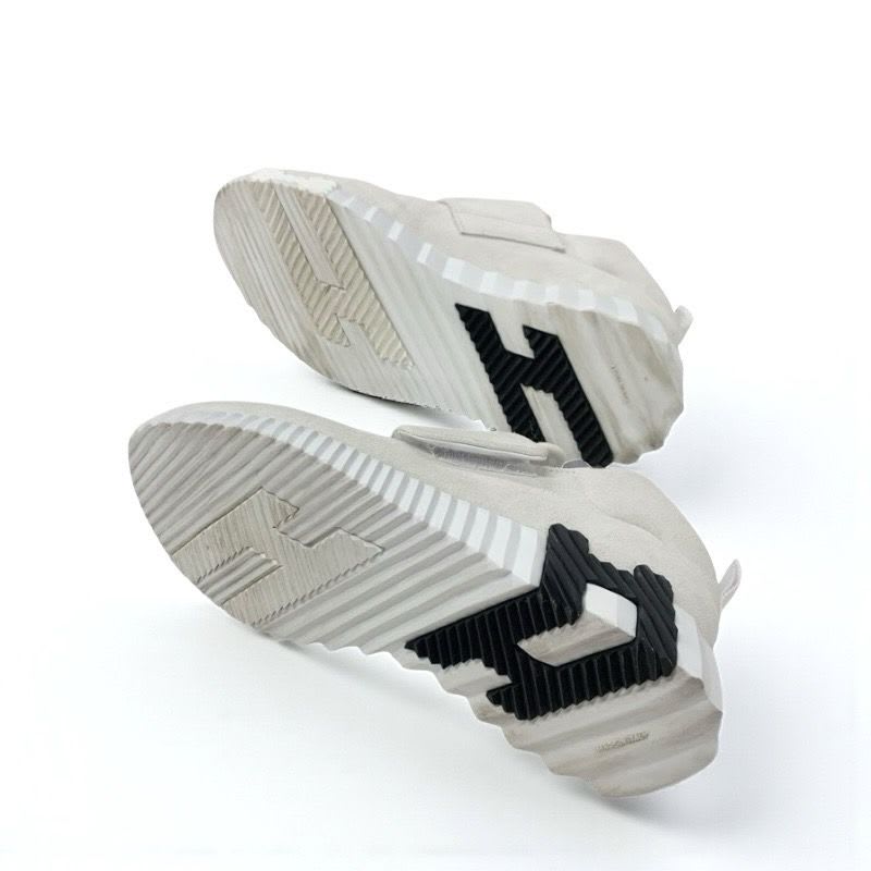 Hermes H Sneakers Shoes Suede Fabric White Velcro — view 6