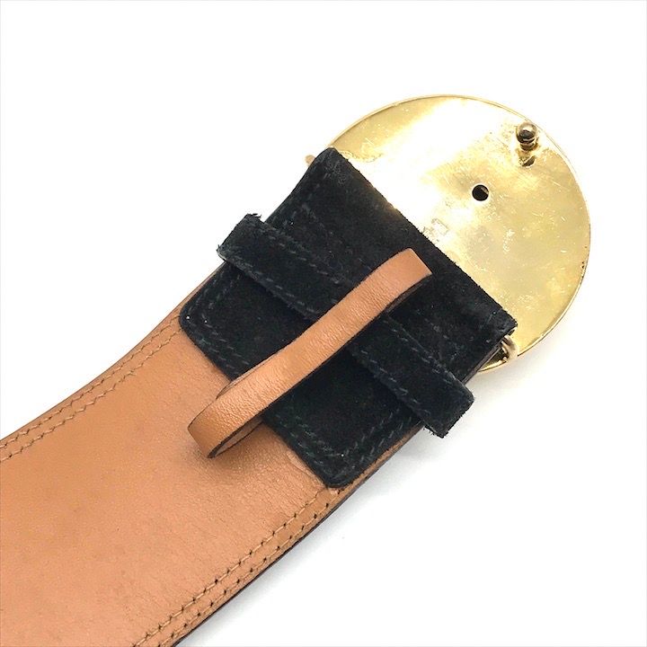 Celine Star Ball Belt 65 Suede Leather Black Gold — view 5