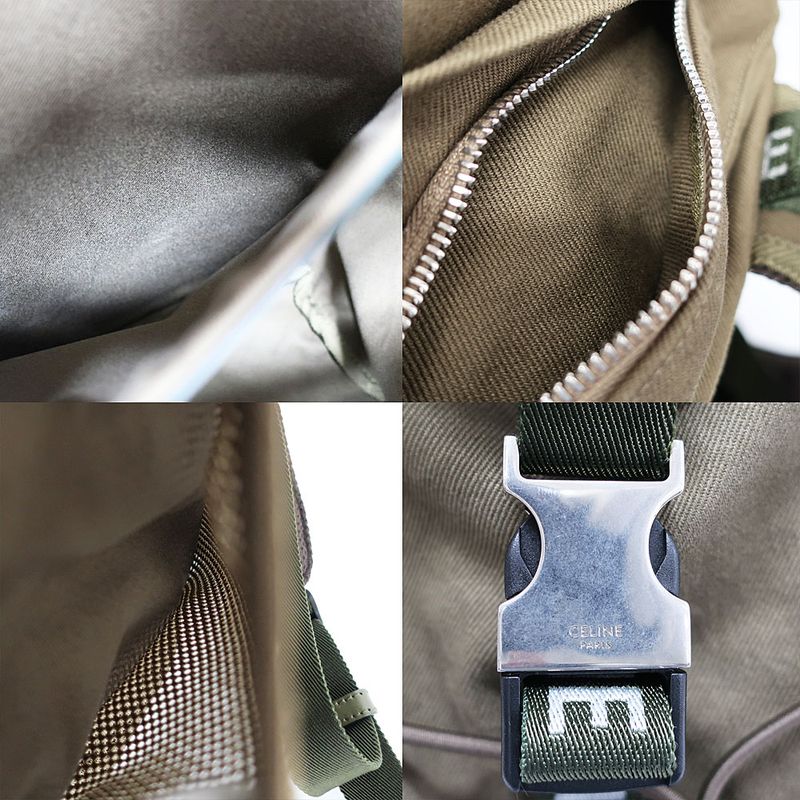 Celine Medium Trekking Backpack Rucksack Khaki Green Cotton — view 7