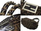 Fendi Handbag Zucca Pattern Canvas Leather Brown Black Gold — view 5